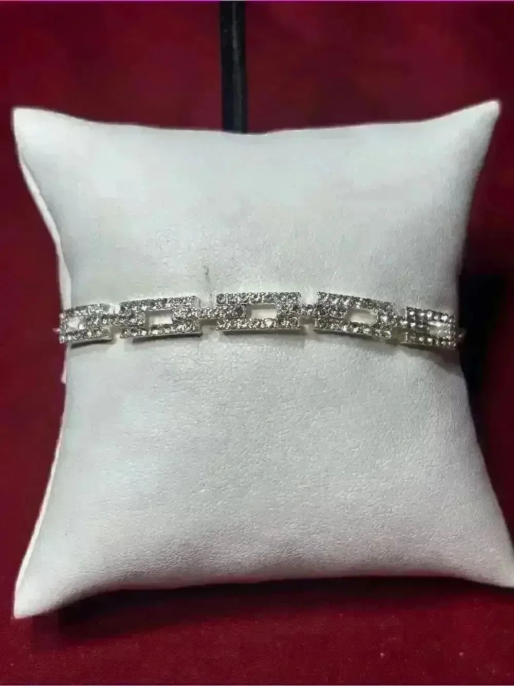 New Icing Elegant Silver-Tone Crystal Link Adjustable Bracelet